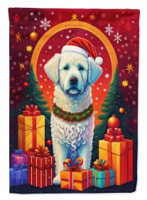 Kuvasz Holiday Christmas House Flag Large Porch Sleeve Pole Decorative Outside Yard Banner Artwork Wall Hanging, Polyester, House Size, Multicolor