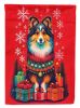 Sheltie Holiday Christmas House Flag Large Porch Sleeve Pole Decorative Outside Yard Banner Artwork Wall Hanging, Polyester, House Size, Multicolor