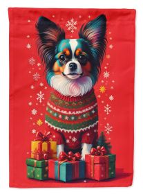 Papillon Holiday Christmas House Flag Large Porch Sleeve Pole Decorative Outside Yard Banner Artwork Wall Hanging, Polyester, House Size, Multicolor