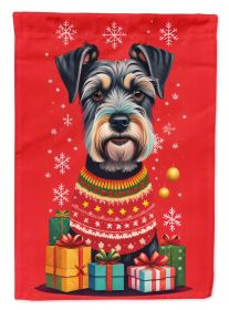 Schnauzer Holiday Christmas House Flag Large Porch Sleeve Pole Decorative Outside Yard Banner Artwork Wall Hanging, Polyester, House Size, Multicolor