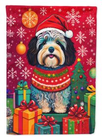 Havanese Holiday Christmas House Flag Large Porch Sleeve Pole Decorative Outside Yard Banner Artwork Wall Hanging, Polyester, House Size, Multicolor