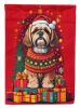 Lhasa Apso Holiday Christmas House Flag Large Porch Sleeve Pole Decorative Outside Yard Banner Artwork Wall Hanging, Polyester, House Size, Multicolor