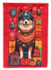 Finnish Lapphund Holiday Christmas House Flag Large Porch Sleeve Pole Decorative Outside Yard Banner Artwork Wall Hanging, Polyester, House Size, Mult