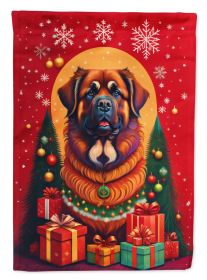 Leonberger Holiday Christmas House Flag Large Porch Sleeve Pole Decorative Outside Yard Banner Artwork Wall Hanging, Polyester, House Size, Multicolor