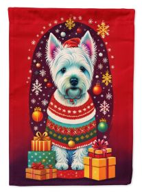Westie Holiday Christmas House Flag Large Porch Sleeve Pole Decorative Outside Yard Banner Artwork Wall Hanging, Polyester, House Size, Multicolor