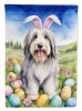 Bearded Collie Easter Egg Hunt House Flag Large Porch Sleeve Pole Decorative Outside Yard Banner Artwork Wall Hanging, Polyester, House Size, Multicol
