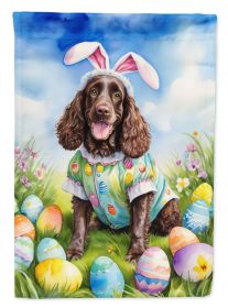 American Water Spaniel Easter Egg Hunt House Flag Large Porch Sleeve Pole Decorative Outside Yard Banner Artwork Wall Hanging, Polyester, House Size,
