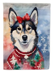 Alaskan Klee Kai Christmas House Flag Large Porch Sleeve Pole Decorative Outside Yard Banner Artwork Wall Hanging, Polyester, House Size, Multicolor