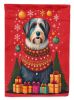 Bearded Collie Holiday Christmas House Flag Large Porch Sleeve Pole Decorative Outside Yard Banner Artwork Wall Hanging, Polyester, House Size, Multic