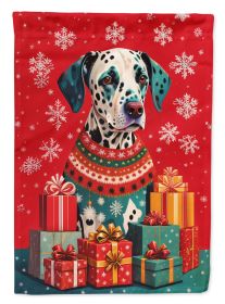 Dalmatian Holiday Christmas House Flag Large Porch Sleeve Pole Decorative Outside Yard Banner Artwork Wall Hanging, Polyester, House Size, Multicolor