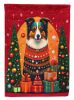 Collie Holiday Christmas House Flag Large Porch Sleeve Pole Decorative Outside Yard Banner Artwork Wall Hanging, Polyester, House Size, Multicolor