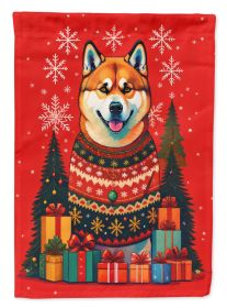 Akita Holiday Christmas House Flag Large Porch Sleeve Pole Decorative Outside Yard Banner Artwork Wall Hanging, Polyester, House Size, Multicolor