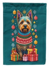 Australian Terrier Holiday Christmas House Flag Large Porch Sleeve Pole Decorative Outside Yard Banner Artwork Wall Hanging, Polyester, House Size, Mu