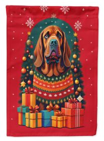 Bloodhound Holiday Christmas House Flag Large Porch Sleeve Pole Decorative Outside Yard Banner Artwork Wall Hanging, Polyester, House Size, Multicolor