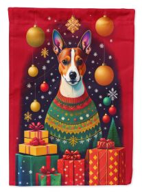 Basenji Holiday Christmas House Flag Large Porch Sleeve Pole Decorative Outside Yard Banner Artwork Wall Hanging, Polyester, House Size, Multicolor