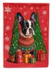 Boston Terrier Holiday Christmas House Flag Large Porch Sleeve Pole Decorative Outside Yard Banner Artwork Wall Hanging, Polyester, House Size, Multic