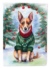 Lancashire Heeler Christmas House Flag Large Porch Sleeve Pole Decorative Outside Yard Banner Artwork Wall Hanging, Polyester, House Size, Multicolor