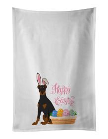 NEW Black and Tan Doberman Pinscher Easter Kitchen Towel Set of 2 White Dish Towels Decorative Bathroom Hand towel for Hand, Face, Hair, Yoga, Tea