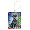 Giant Schnauzer Pointer Christmas Reindeer Porcelain Ornament Christmas Tree Hanging Decorations for Home Christmas Holiday, Rectangle, Gift
