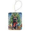 Black Cairn Terrier Christmas Reindeer Porcelain Ornament Christmas Tree Hanging Decorations for Home Christmas Holiday, Rectangle, Gift, Multicolor