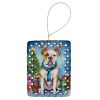American Bulldog Christmas Reindeer Porcelain Ornament Christmas Tree Hanging Decorations for Home Christmas Holiday, Rectangle, Gift, Multicolor