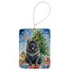 Black Chow Chow Christmas Reindeer Porcelain Ornament Christmas Tree Hanging Decorations for Home Christmas Holiday, Rectangle, Gift, Multicolor