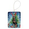 Doberman Pinscher Christmas Reindeer Porcelain Ornament Christmas Tree Hanging Decorations for Home Christmas Holiday, Rectangle, Gift, Multicolor