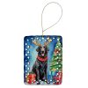 Curly-Coated Retriever Christmas Reindeer Porcelain Ornament Christmas Tree Hanging Decorations for Home Christmas Holiday, Rectangle, Gift