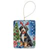Bernedoodle Christmas Reindeer Porcelain Ornament Christmas Tree Hanging Decorations for Home Christmas Holiday, Rectangle, Gift, Multicolor