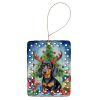 Black and Tan Dachshund Christmas Reindeer Porcelain Ornament Christmas Tree Hanging Decorations for Home Christmas Holiday, Rectangle, Gift