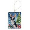 Border Collie Christmas Reindeer Porcelain Ornament Christmas Tree Hanging Decorations for Home Christmas Holiday, Rectangle, Gift, Multicolor