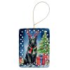 Belgian Sheepdog Christmas Reindeer Porcelain Ornament Christmas Tree Hanging Decorations for Home Christmas Holiday, Rectangle, Gift, Multicolor