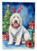 Komondor Christmas Reindeer House Flag Large Porch Sleeve Pole Decorative Outside Yard Banner Artwork Wall Hanging, Polyester, House Size, Multicolor