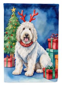 Komondor Christmas Reindeer House Flag Large Porch Sleeve Pole Decorative Outside Yard Banner Artwork Wall Hanging, Polyester, House Size, Multicolor
