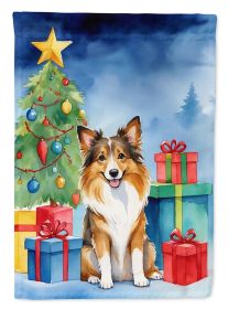 Sheltie Christmas Reindeer House Flag Large Porch Sleeve Pole Decorative Outside Yard Banner Artwork Wall Hanging, Polyester, House Size, Multicolor