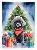 Black Toy Poodle Christmas Reindeer House Flag Large Porch Sleeve Pole Decorative Outside Yard Banner Artwork Wall Hanging, Polyester, House Size, Mul