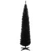 8' Artificial Pencil Christmas Tree, Slim Xmas Tree with 618 Realistic Branch Tips and Plastic Stand, Black