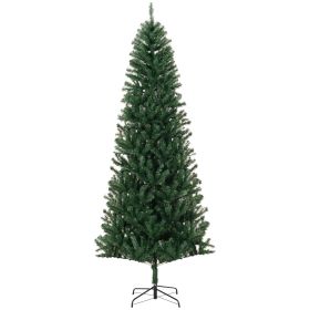 8' Tall Unlit Slim Fir Artificial Christmas Tree with Realistic Branches, and 1168 Tips, Green