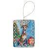 Brindle Greyhound Christmas Reindeer Porcelain Ornament Christmas Tree Hanging Decorations for Home Christmas Holiday, Rectangle, Gift, Multicolor