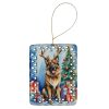 Belgian Tervuren Christmas Reindeer Porcelain Ornament Christmas Tree Hanging Decorations for Home Christmas Holiday, Rectangle, Gift, Multicolor