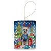 Chinese Crested Christmas Reindeer Porcelain Ornament Christmas Tree Hanging Decorations for Home Christmas Holiday, Rectangle, Gift, Multicolor