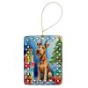 Irish Terrier Christmas Reindeer Porcelain Ornament Christmas Tree Hanging Decorations for Home Christmas Holiday, Rectangle, Gift, Multicolor