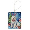 Komondor Christmas Reindeer Porcelain Ornament Christmas Tree Hanging Decorations for Home Christmas Holiday, Rectangle, Gift, Multicolor