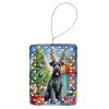 Kerry Blue Terrier Christmas Reindeer Porcelain Ornament Christmas Tree Hanging Decorations for Home Christmas Holiday, Rectangle, Gift, Multicolor