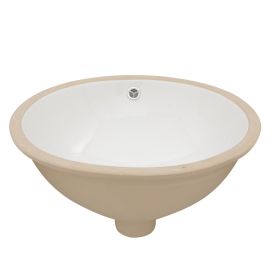 Lordear 18"x15" Oval White Ceramic Undermount Bathroom Sink Vanity Sink with Overflow Hole