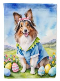 Sheltie Easter Egg Hunt House Flag Large Porch Sleeve Pole Decorative Outside Yard Banner Artwork Wall Hanging, Polyester, House Size, Multicolor