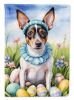 Rat Terrier Easter Egg Hunt House Flag Large Porch Sleeve Pole Decorative Outside Yard Banner Artwork Wall Hanging, Polyester, House Size, Multicolor