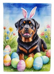 Rottweiler Easter Egg Hunt House Flag Large Porch Sleeve Pole Decorative Outside Yard Banner Artwork Wall Hanging, Polyester, House Size, Multicolor