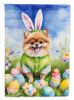 Pomeranian Easter Egg Hunt House Flag Large Porch Sleeve Pole Decorative Outside Yard Banner Artwork Wall Hanging, Polyester, House Size, Multicolor