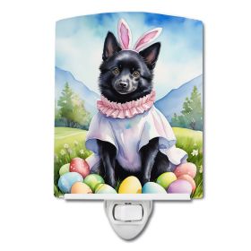 NEW Schipperke Easter Egg Hunt Ceramic Night Light Compact, UL-Certified, Ideal for Bedroom, Bathroom, Nursery, Hallway, Kitchen, 6x4x3, Multicolor